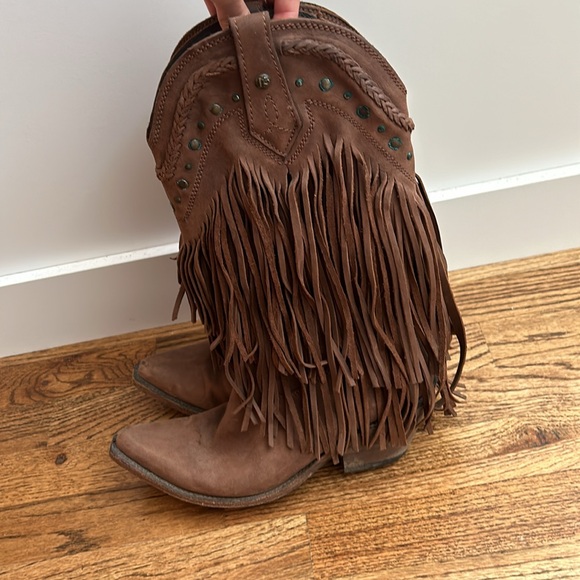 Liberty brown cowboy boots with fringe 8.5 - Picture 3 of 7